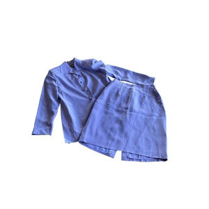 Vintage Patrick Petite 100% Silk Skirt Suit Set Business Office Wear Lavender 6P